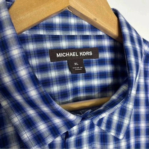 Michael Kors Men's Long Sleeve Blue Plaid Button Up Shirt Size XL - Picture 9 of 11
